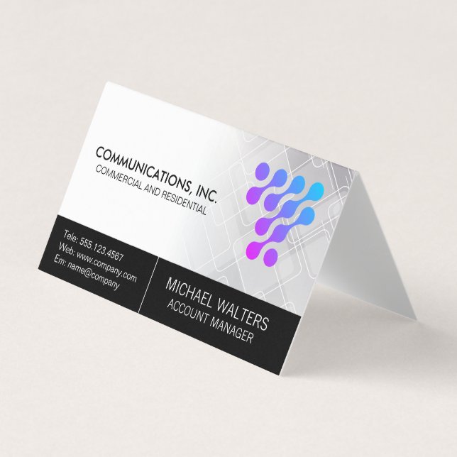 Modern Tech Logotyp | Kommunikationsstart Up Visitkort (Framsida)