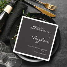 Modern Teckensnittsmatad svart Par Namn Bröllop