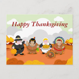 Modern tecknad av första Thanksgivingen 1621. Helg Vykort