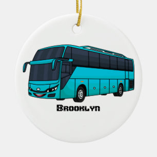 Modern tecknad för passagerare i buss julgransprydnad keramik