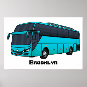 Modern tecknad för passagerare i buss poster
