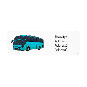Modern tecknad för passagerare i buss returadress etikett