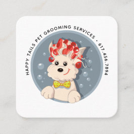 Modern Tecknad Pet Grooming Fyrkantigt Visitkort