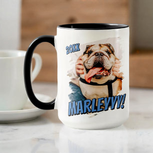 Modern Tecknad Simple Grunge Anpassningsbar Pet Ph Mugg