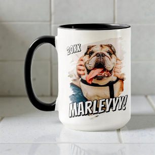 Modern Tecknad Simple Grunge Anpassningsbar Pet Ph Mugg