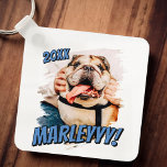 Modern Tecknad Simple Grunge Anpassningsbar Pet Ph Nyckelring<br><div class="desc">Den här enkla och klassiska designen består av serif-typografi och lägger till en anpassningsbar foto av ditt sällskapsdjur.</div>