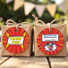 Modern Tecknad Superhjälte Tecknad Bok Coola Tack Gåvor Etiketter