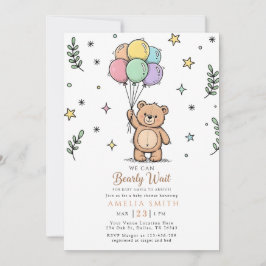 Modern Teddy bear Friendly baby shower Inbjudningar