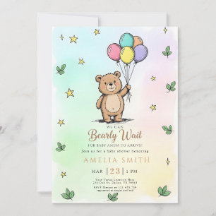 Modern teddybjörn Vänlig baby shower Inbjudningar