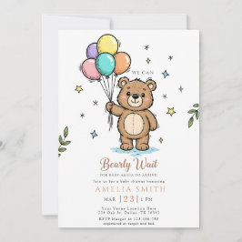 Modern teddybjörn Vänlig baby shower Inbjudningar