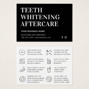 Modern Teeth Whitening Aftercare Instruction Card Visitkort