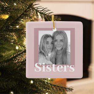 Modern teknik och Rosa Foto Sisters Gift Julgransprydnad Keramik
