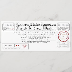 Modern telegram Tea Length Inbjudan