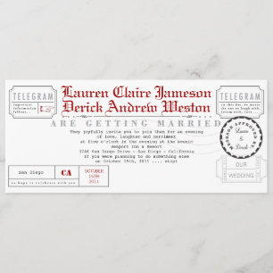 Modern telegram Tea Length Inbjudan