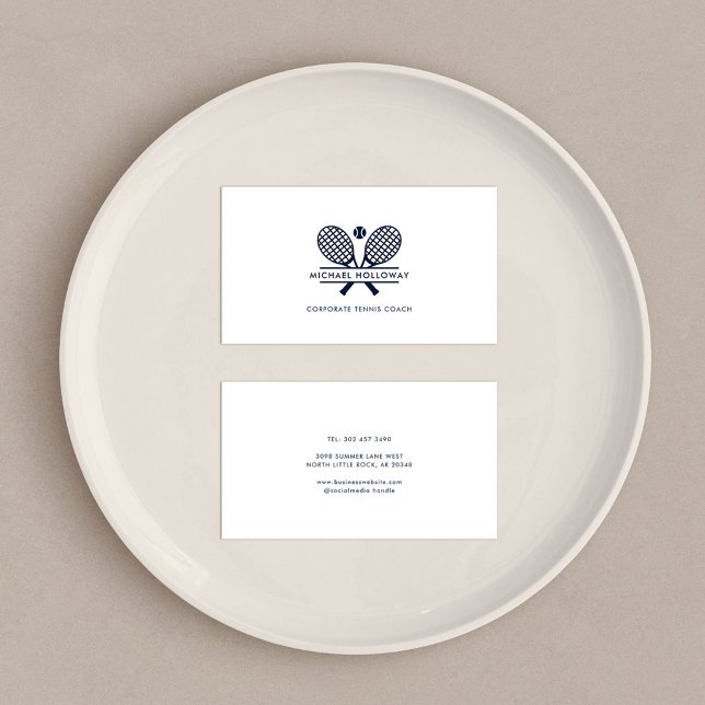 Modern tennis Coach Minimalist Anpassningsbar Visitkort (Minimalist Private Tennis Coach Business Card)