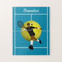 Modern Tennis Player Illustration Blue Court Namn