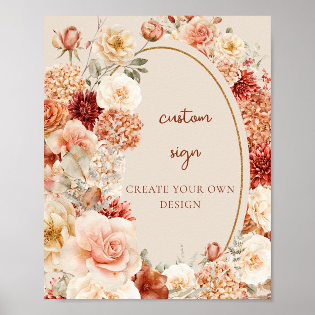 Modern teracotta burgundisk Anpassningsbar - skylt (Framsidan)