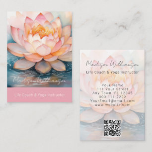 Modern Terapeut Spa Yoga Zen Rosa Lotusblomma QR Visitkort