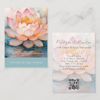 Modern Terapeut Spa Yoga Zen Rosa Lotusblomma QR Visitkort