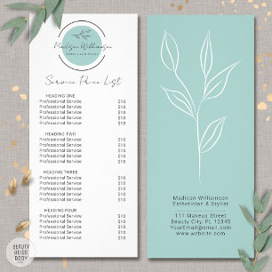 Modern terapeutisk stilist Spa botanisk Pris lista Reklamkort