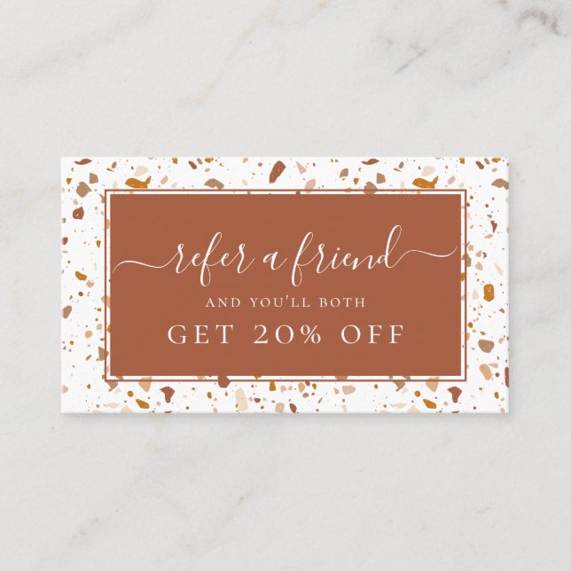 Modern Terra-cotta Terrazzo Mönster reerral Visitkort (Framsida)