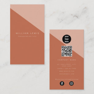 Modern Terracotta Abstrakt QR Code Social Media Visitkort