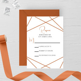Modern Terracotta and White Geometric Wedding OSA Kort