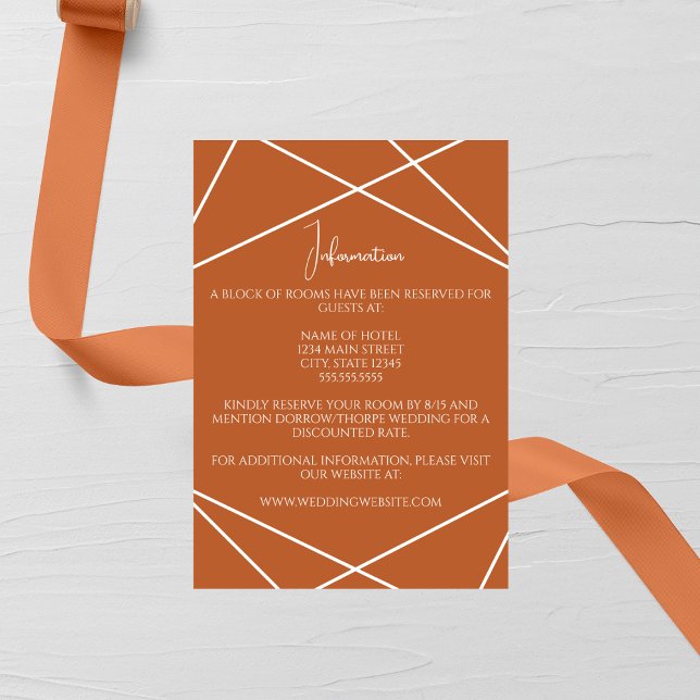 Modern Terracotta and White Geometric Wedding Tilläggskort (Skapare uppladdad)