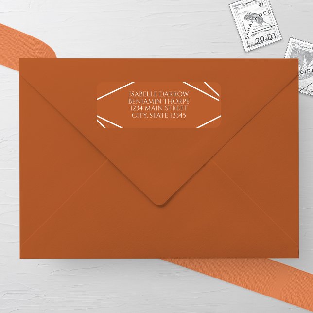 Modern Terracotta and White Wedding Address Returadress Etikett (Skapare uppladdad)