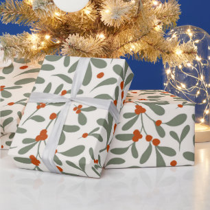 Modern Terracotta Berry Foliage Mönster Presentpapper