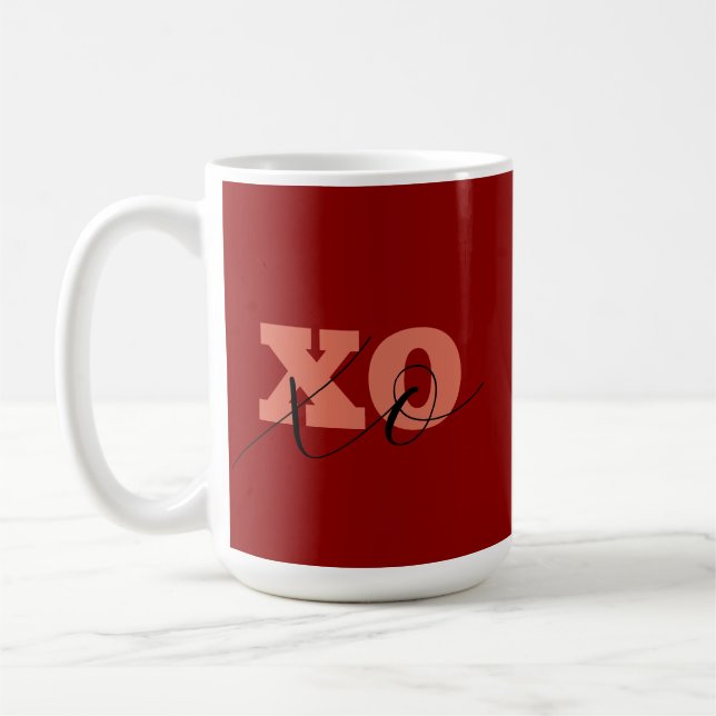 Modern Terracotta Black XOXO Valentine Gift-Märkre Kaffemugg (Vänster)