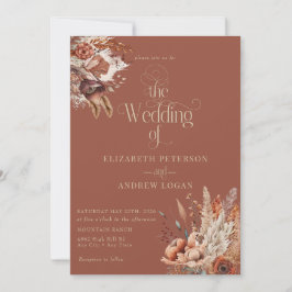 Modern Terracotta Blommigt | Fallblommor Bröllop Inbjudningar
