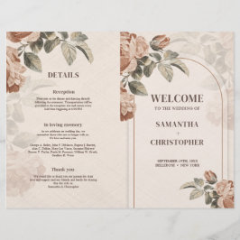 Modern Terracotta blommigt sage grönt löv bröllop