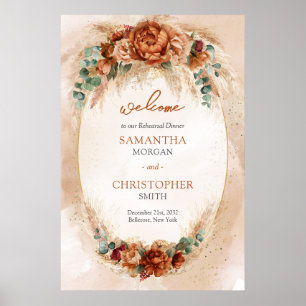Modern Terracotta-blommor boho Välkomsthälsning Poster