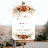 Modern Terracotta-blommor boho Välkomsthälsning