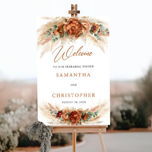 Modern Terracotta-blommor boho Välkomsthälsning Poster