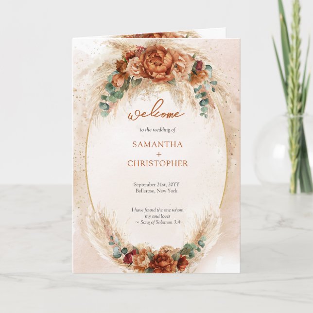 Modern Terracotta-blommor, burgundepampasprogram Program (Framsida)