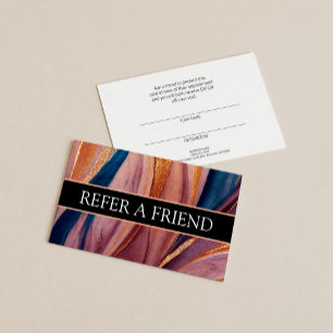 Modern terracotta Blue glitter Referral Customer Visitkort
