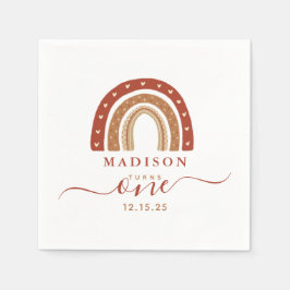 Modern Terracotta Boho Rainbow Birthday Pappersservett