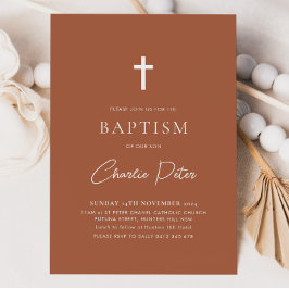 Modern Terracotta Boys Kor Christening Baptism Inbjudningar