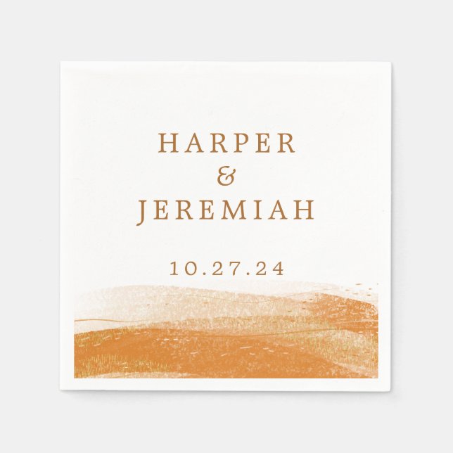 Modern Terracotta Brnt Rust Gold Foil Watercolor Pappersservett (Framsidan)