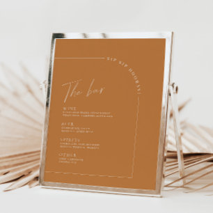 Modern Terracotta Bröllop Pub Menu