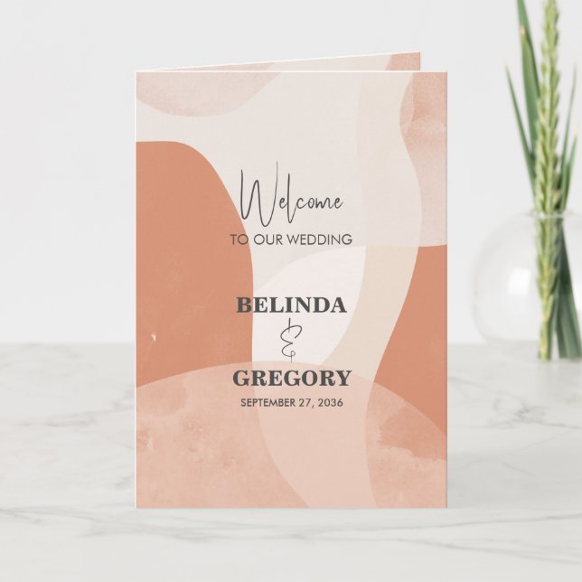 Modern Terracotta Bröllop serviceorder Program (Framsida)