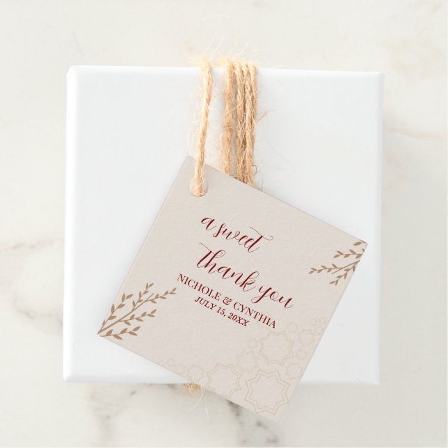 Modern Terracotta Burnt Orange Boho Bröllop Gåvor Etiketter (På plats)