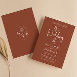 Modern Terracotta Burnt Orange Boho Bröllop Inbjudningar<br><div class="desc">Modern Terracotta Bränner Orange Boho bröllopsinbjudan. Monogram längst bak.</div>