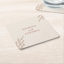 Modern Terracotta Burnt Orange Boho Bröllop Underlägg Papper Kvadrat