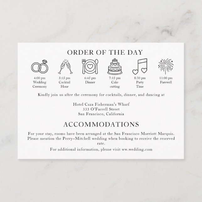 Modern Terracotta Burnt Orange Wedding Timeline Tilläggskort (Framsida)