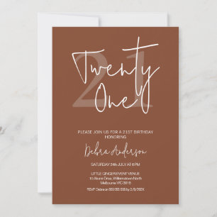 Modern Terracotta Calligraphy 21 Birthday Inbjudningar