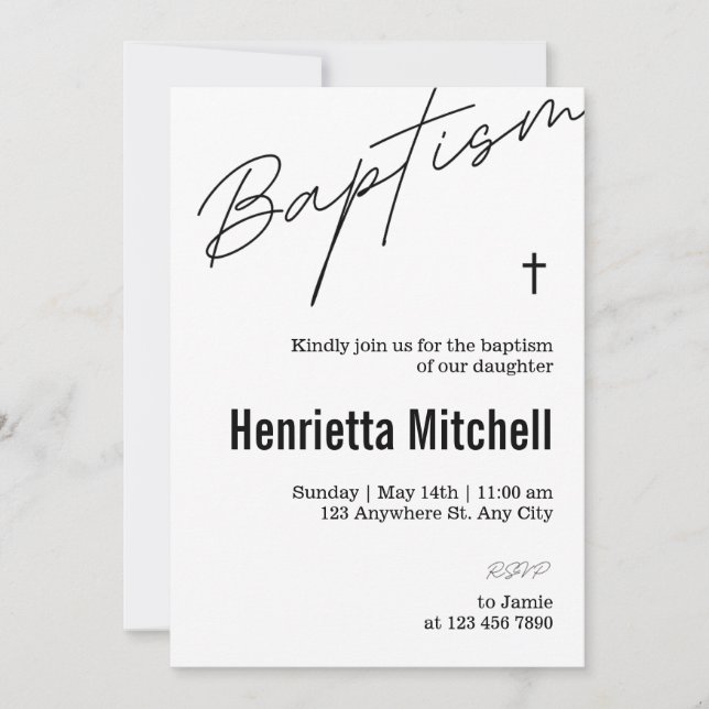 Modern Terracotta Calligraphy Baptism Inbjudningar (Framsida)