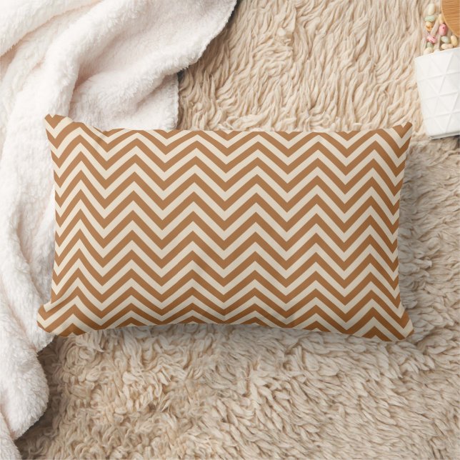 Modern Terracotta Chevron Herringbone Mönster Lumbarkudde (Filt)